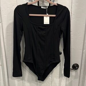 Mangopop Black Long Sleeve Bodysuit NWT